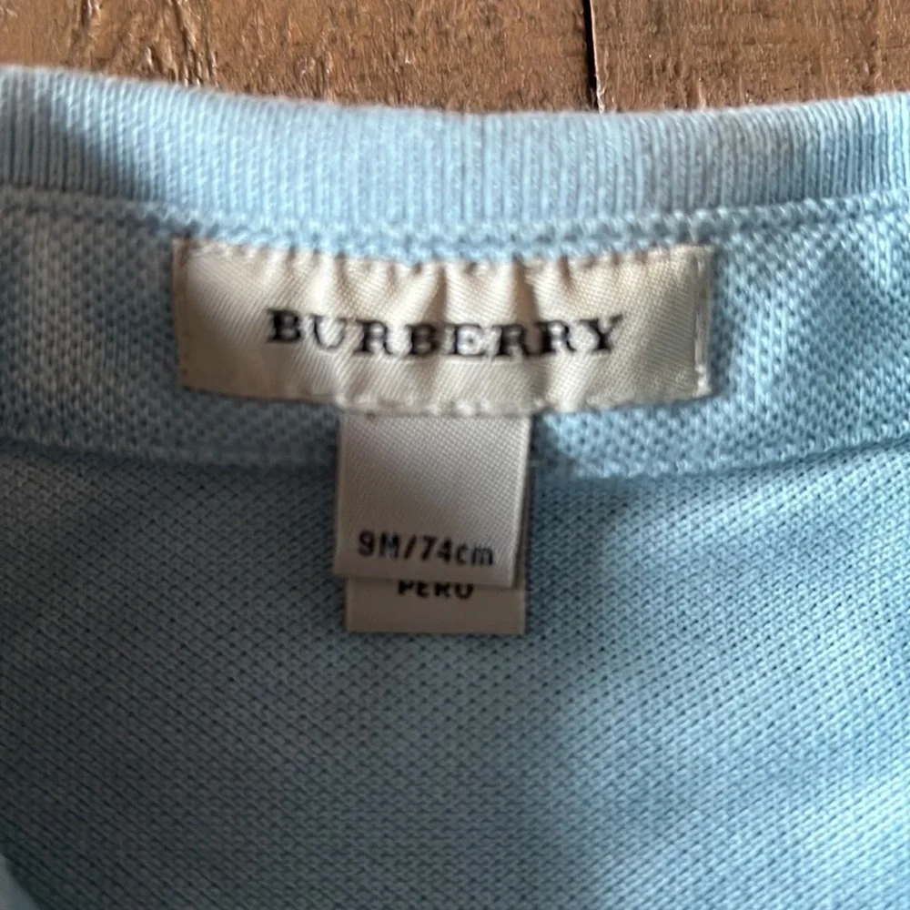 Burberry pale blue long sleeve polo shirt
